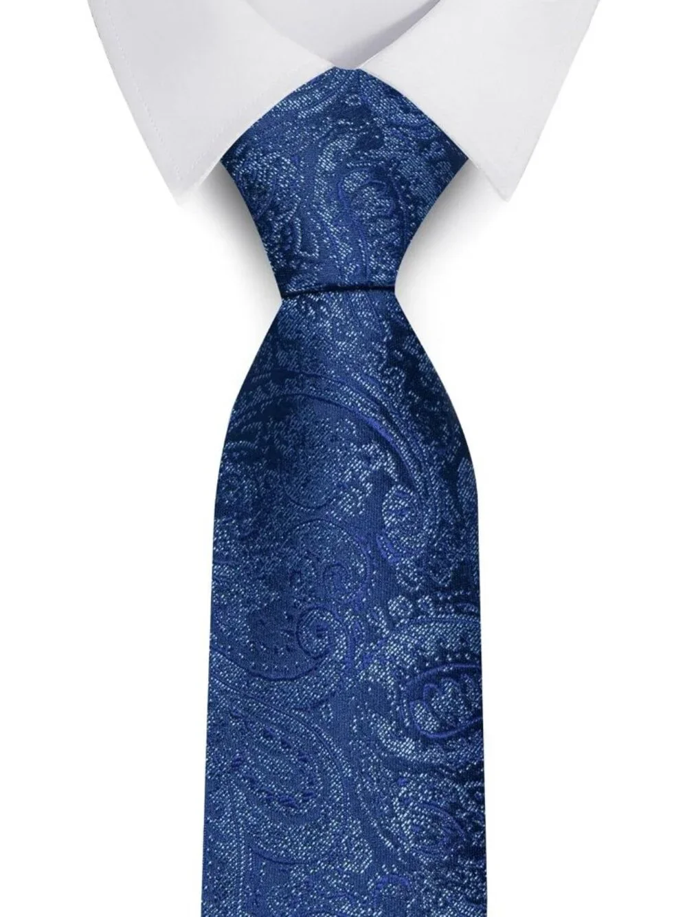 Men's Royal Blue 100% Microfiber Paisley Jacquard Formal Necktie For Business